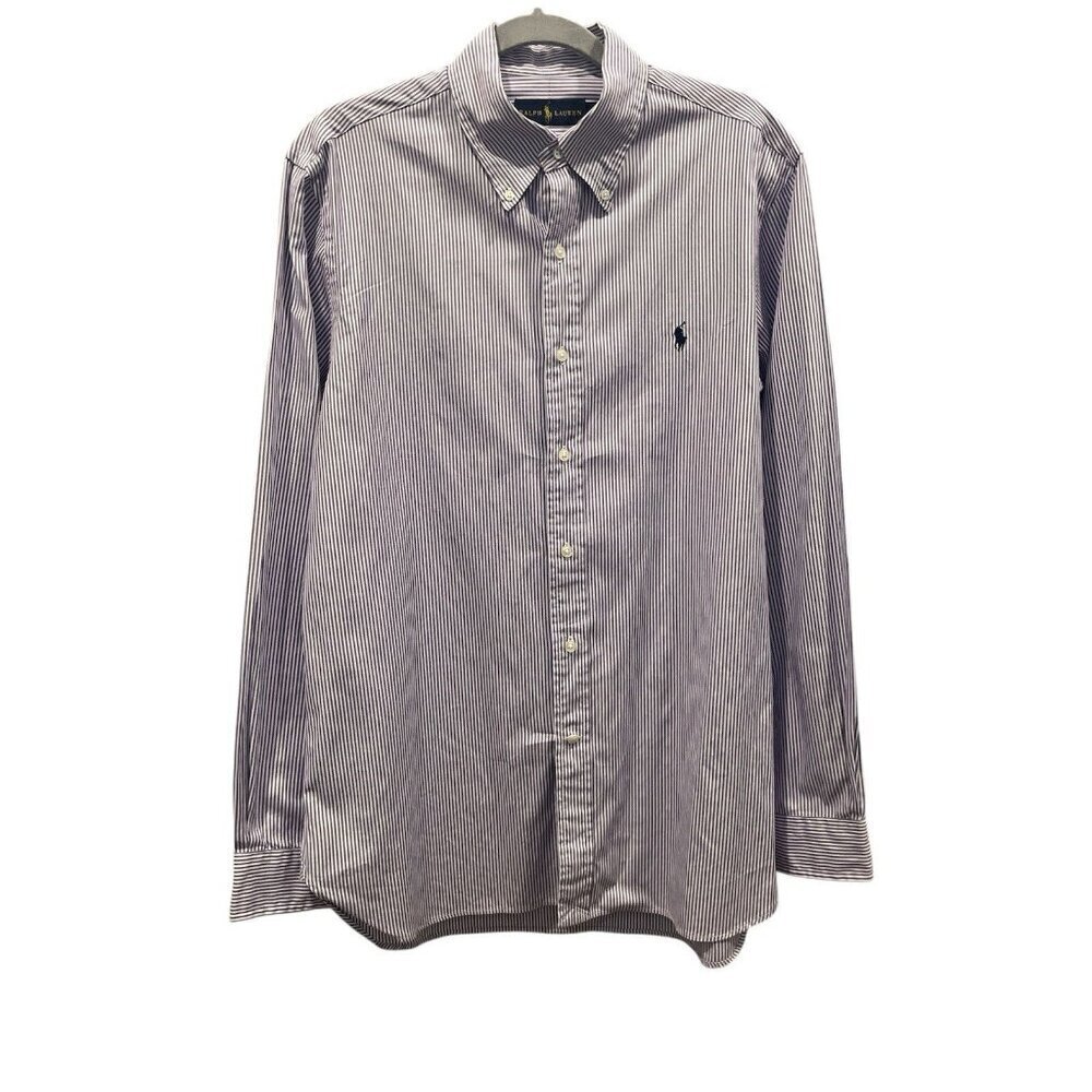 Ralph Lauren Long Sleeve Dress Shirt Purple White Stripe Size 16 40\41